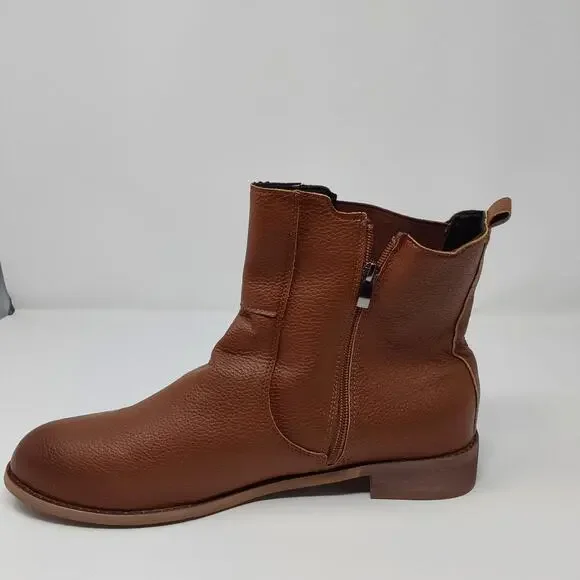 Men's Brown Chelsea Boots Ankle Zip Side Pebbled Casual Size EU 46/US 12 - Picture 13 of 14
